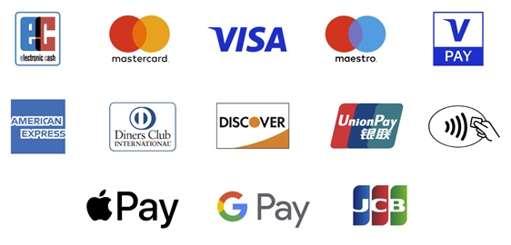 Icons von den gewährten Karten zur Bezahlung